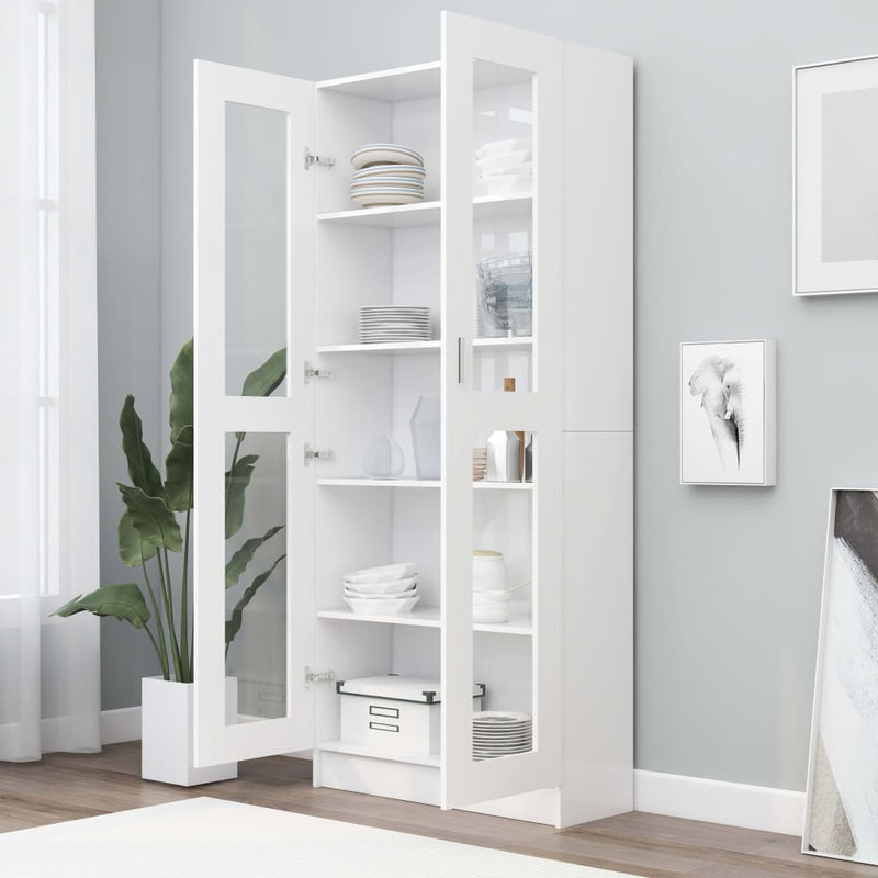 vidaXL fehér szerelt fa vitrinszekrény 82,5 x 30,5 x 185,5 cm