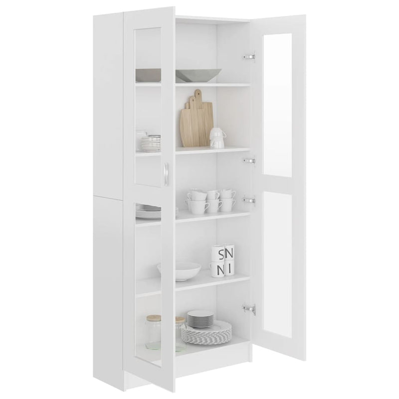 vidaXL fehér szerelt fa vitrinszekrény 82,5 x 30,5 x 185,5 cm