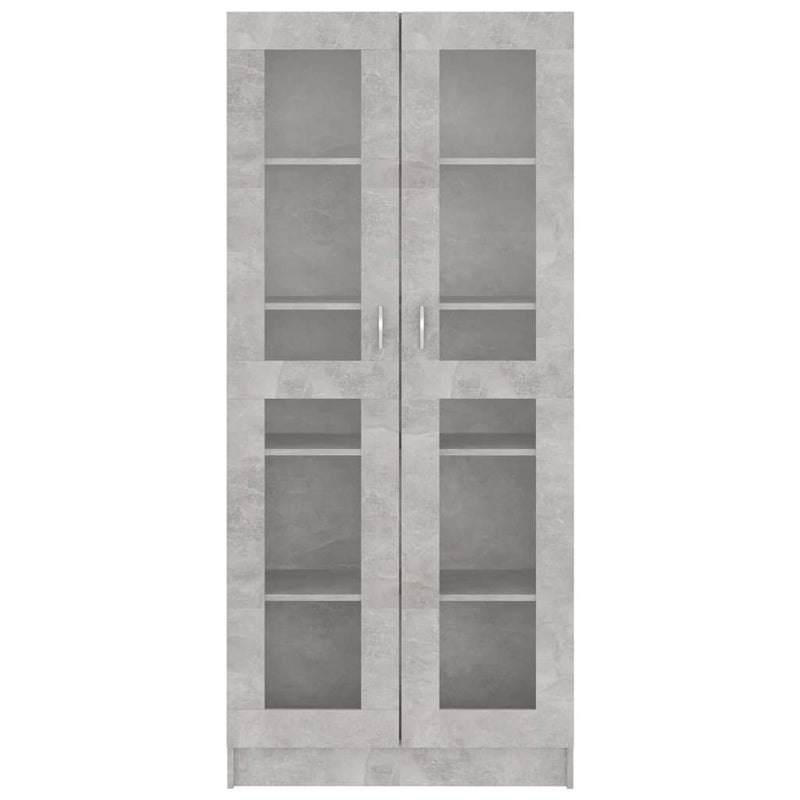 vidaXL betonszürke szerelt fa vitrinszekrény 82,5 x 30,5 x 185,5 cm