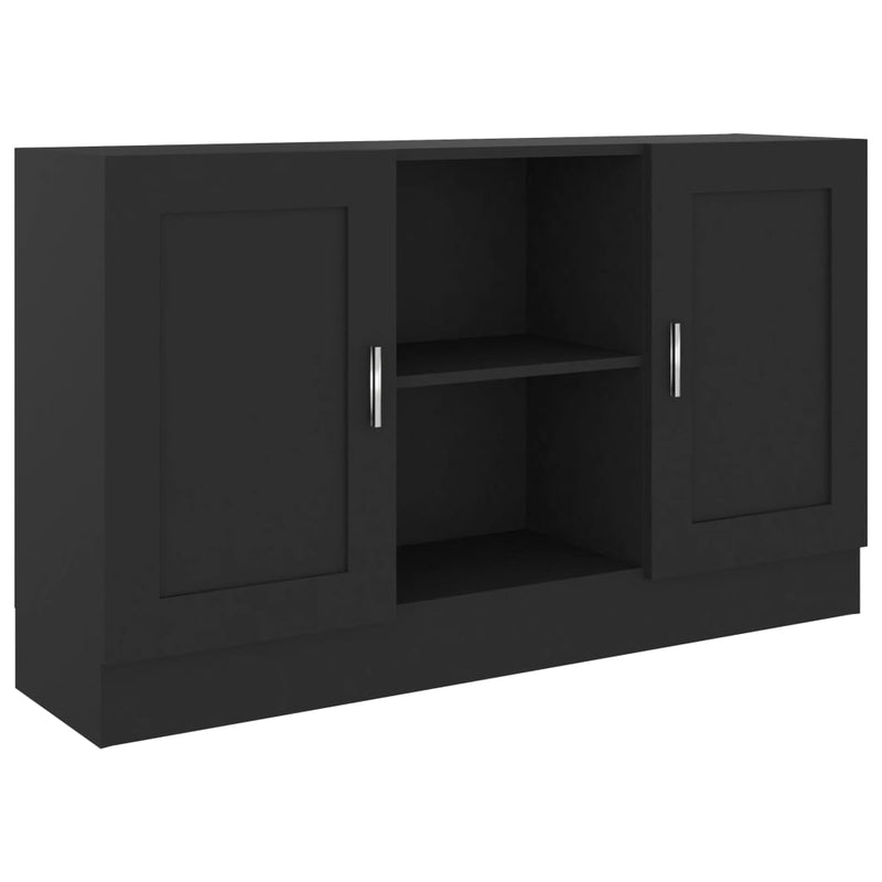 vidaXL fekete szerelt fa tálalószekrény 120 x 30,5 x 70 cm