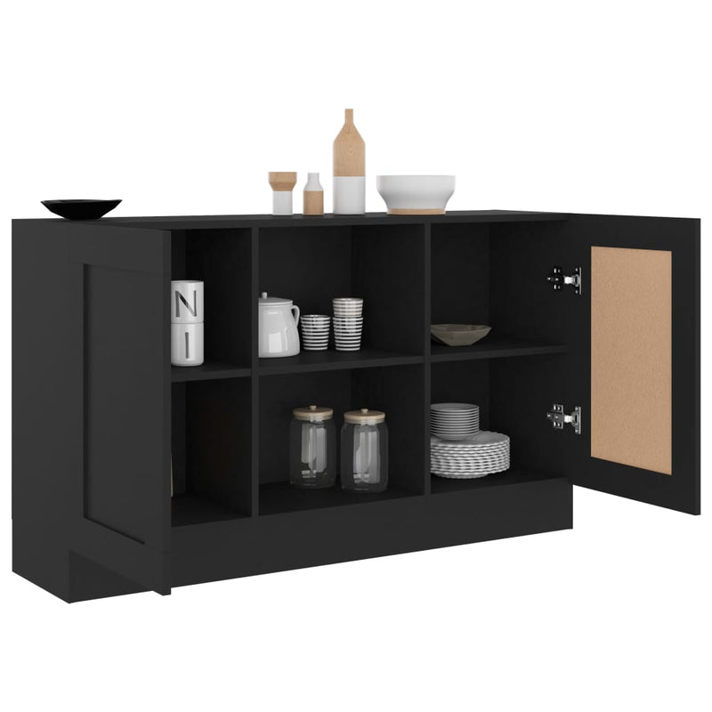 vidaXL fekete szerelt fa tálalószekrény 120 x 30,5 x 70 cm