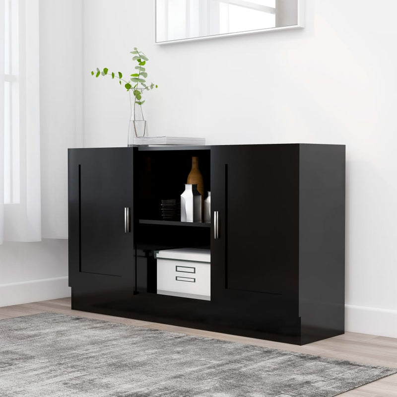 vidaXL fekete szerelt fa tálalószekrény 120 x 30,5 x 70 cm
