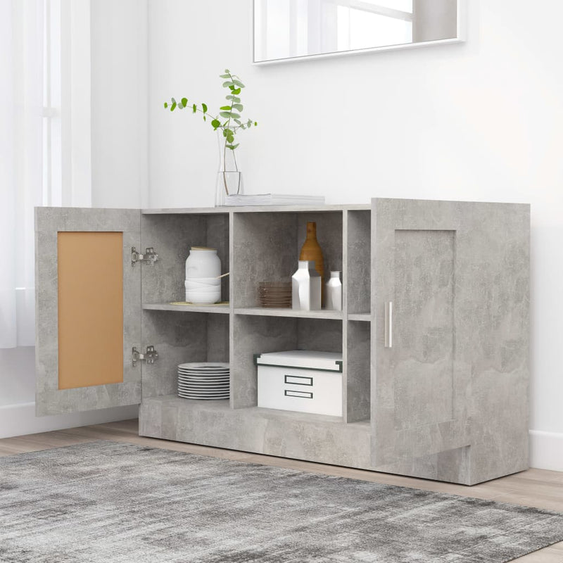 vidaXL betonszürke szerelt fa tálalószekrény 120 x 30,5 x 70 cm