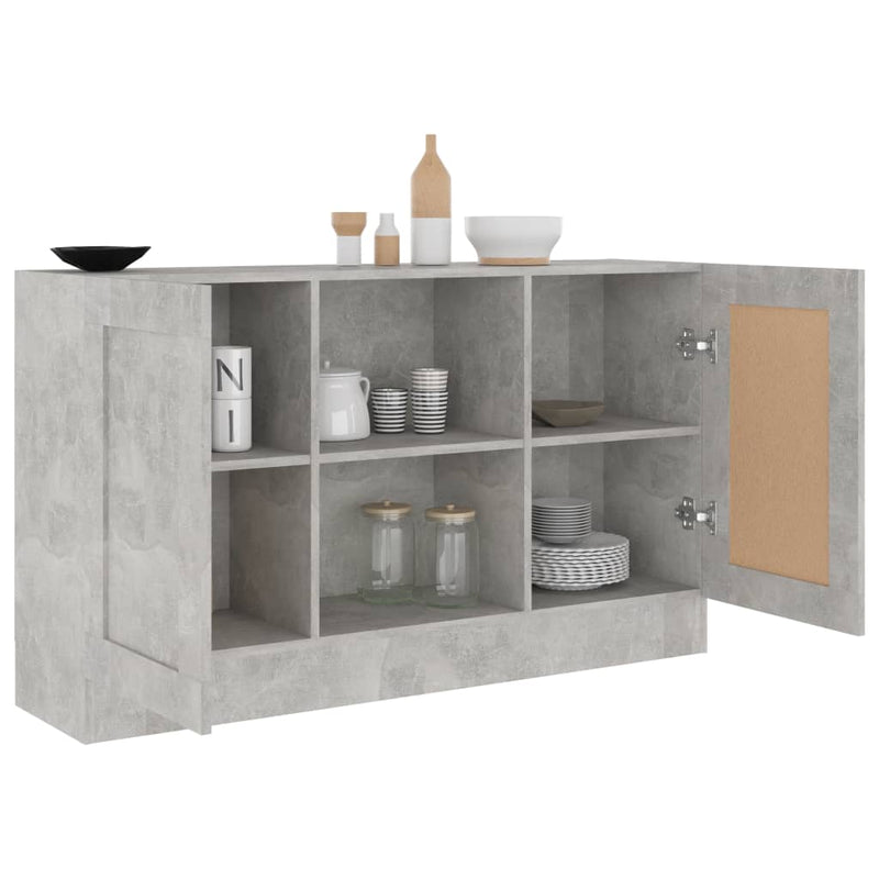 vidaXL betonszürke szerelt fa tálalószekrény 120 x 30,5 x 70 cm