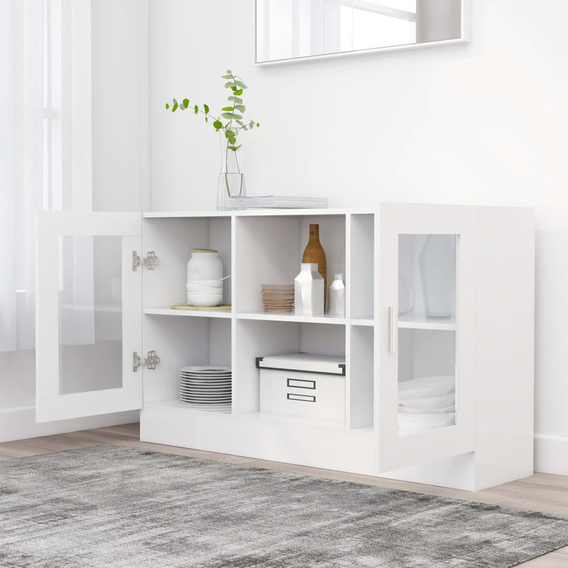 vidaXL fehér szerelt fa vitrinszekrény 120 x 30,5 x 70 cm