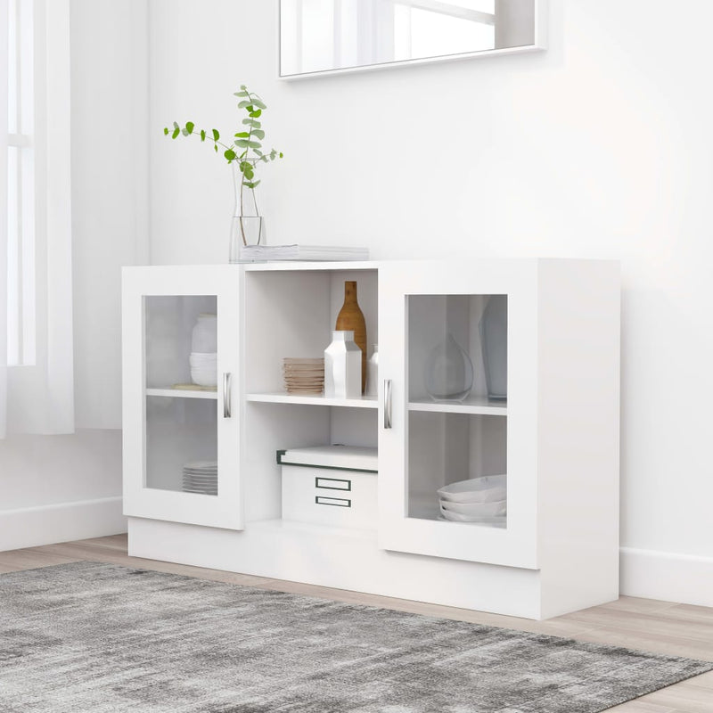 vidaXL fehér szerelt fa vitrinszekrény 120 x 30,5 x 70 cm