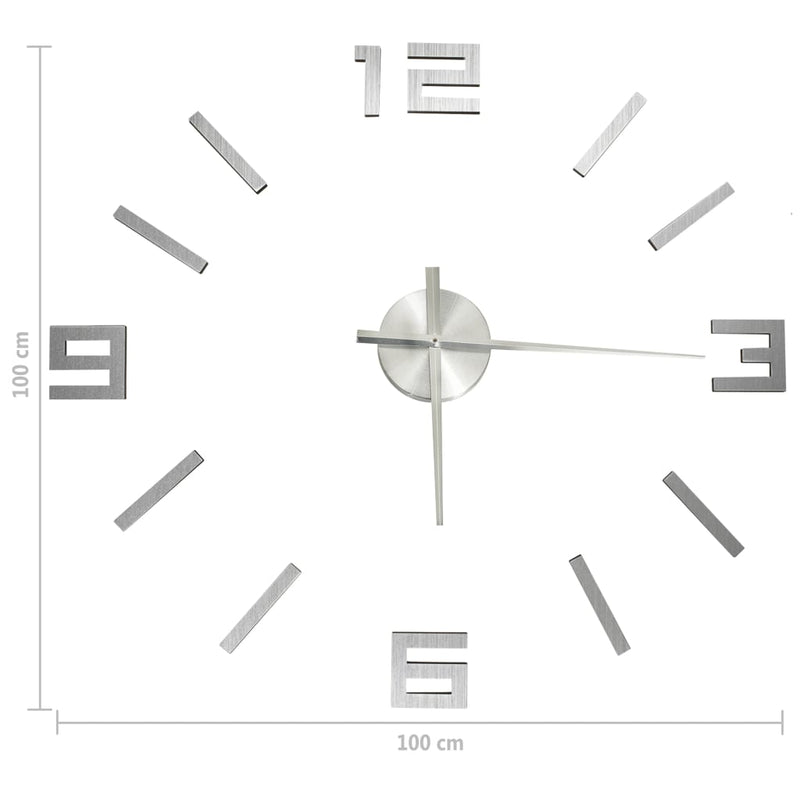 vidaXL ezüstszínű modern 3D falióra 100 cm XXL