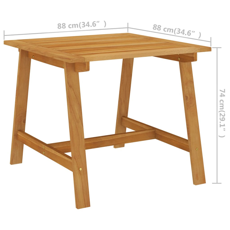 vidaXL tömör akácfa kerti étkezőasztal 88 x 88 x 74 cm