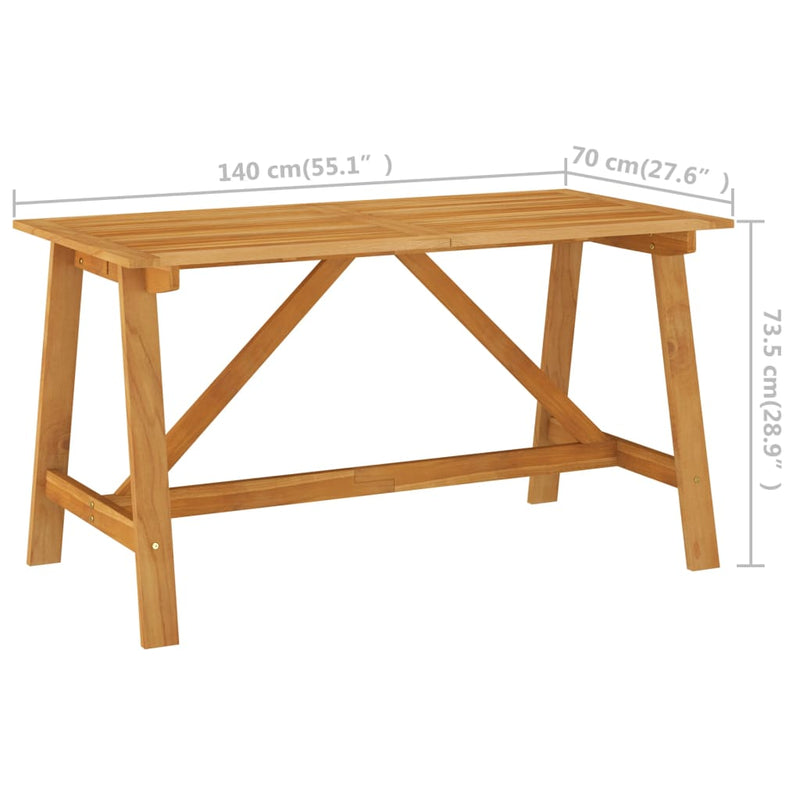 vidaXL tömör akácfa kerti étkezőasztal 140 x 70 x 73,5 cm