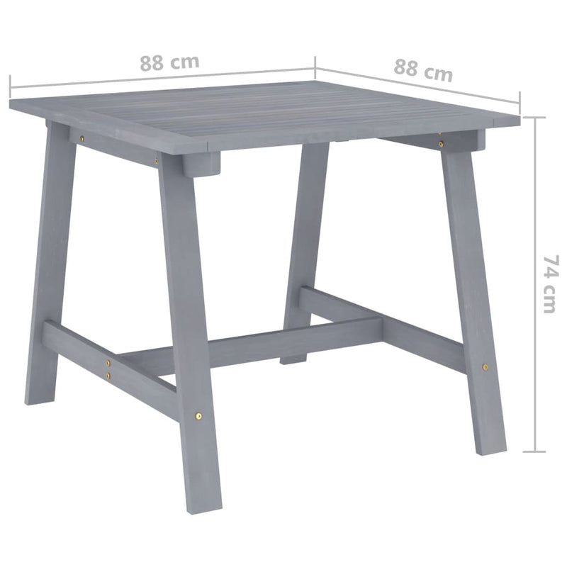 vidaXL szürke tömör akácfa kerti étkezőasztal 88 x 88 x 74 cm