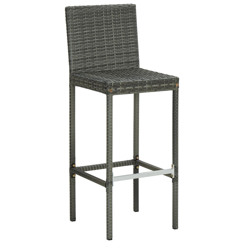vidaXL 4 db szürke polyrattan kerti bárszék párnával