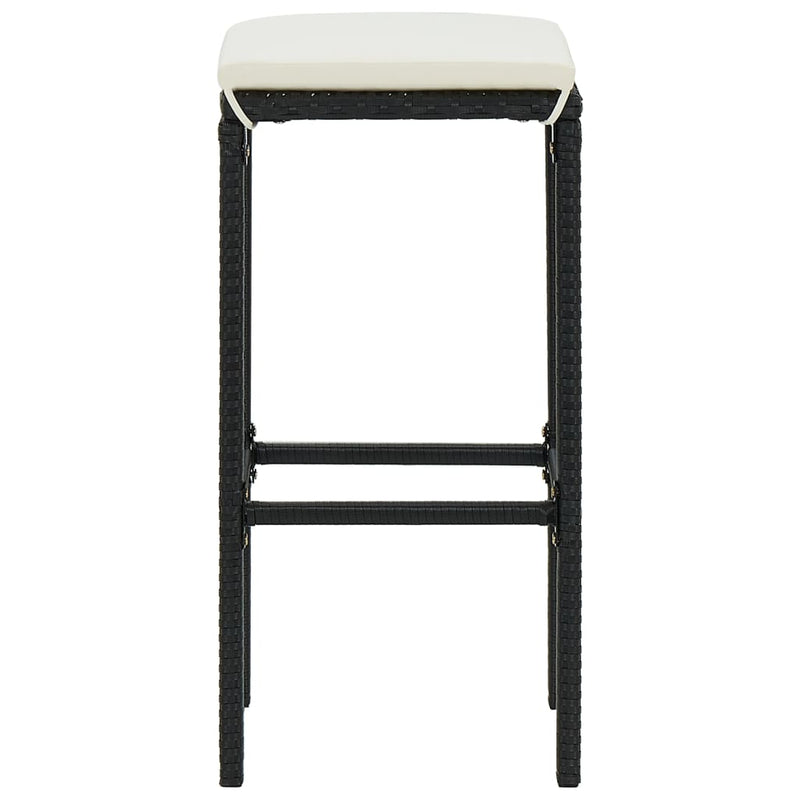 vidaXL 2 db fekete polyrattan bárszék párnával