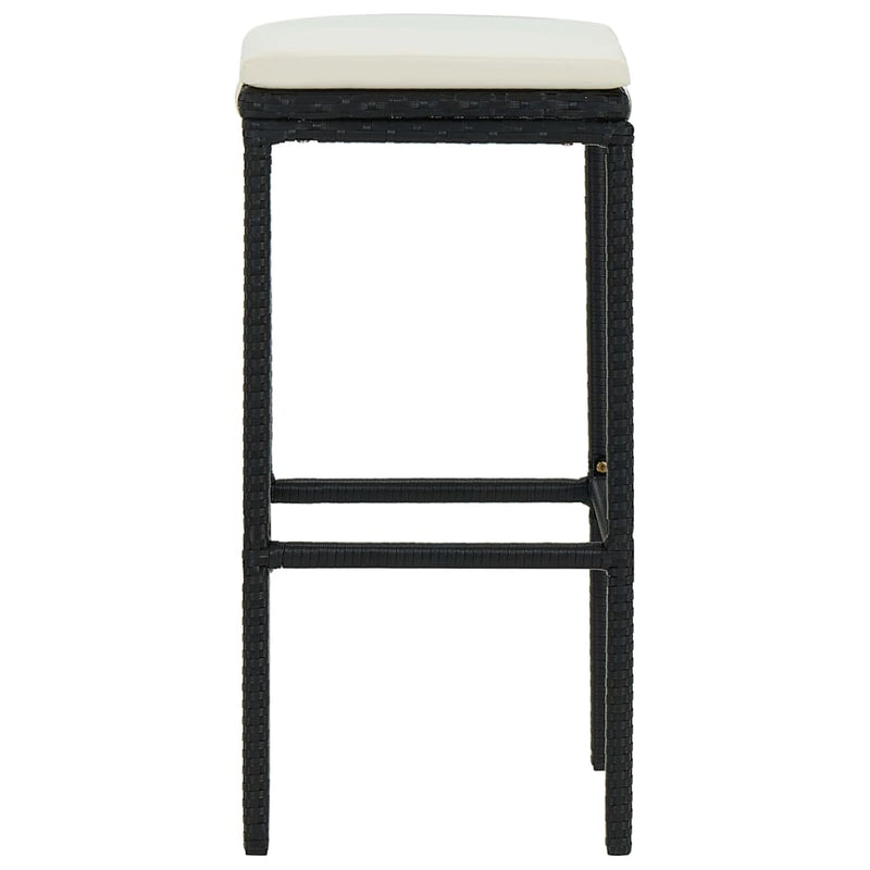 vidaXL 2 db fekete polyrattan bárszék párnával