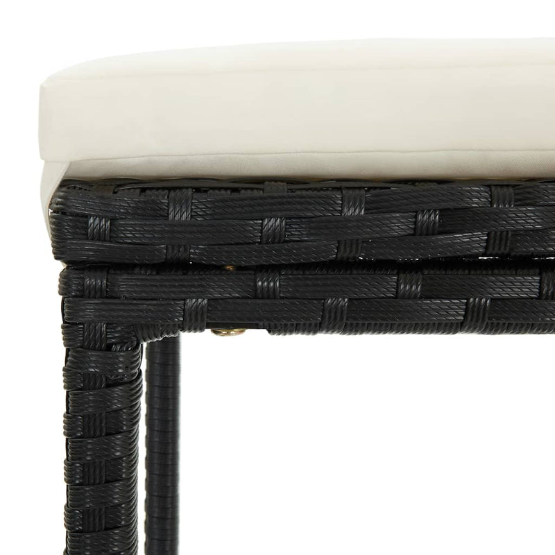 vidaXL 2 db fekete polyrattan bárszék párnával