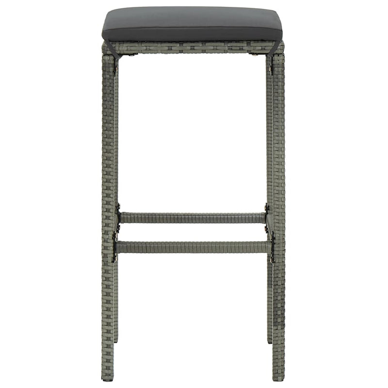 vidaXL 2 db szürke polyrattan bárszék párnával