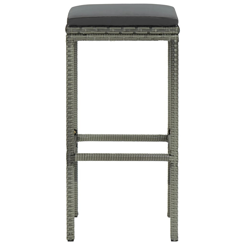 vidaXL 2 db szürke polyrattan bárszék párnával