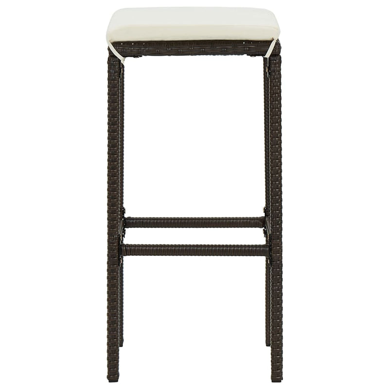 vidaXL 3 db barna polyrattan bárszék párnával