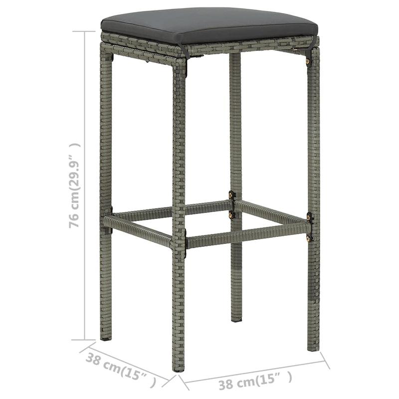 vidaXL 4 db szürke polyrattan bárszék párnával