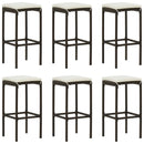 vidaXL 6 db barna polyrattan bárszék párnával