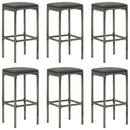 vidaXL 6 db szürke polyrattan bárszék párnával