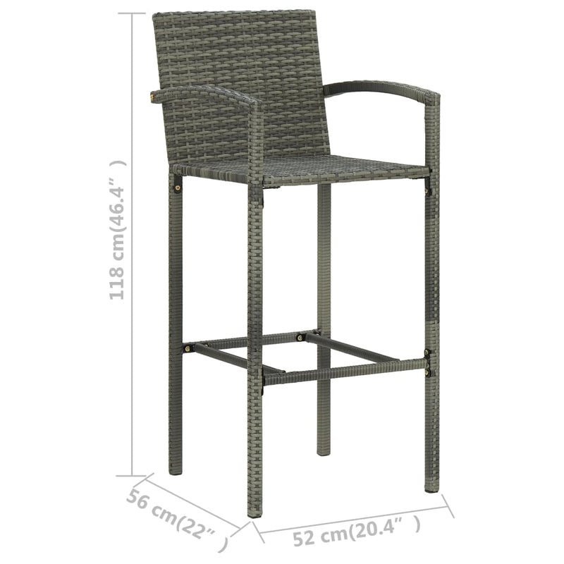 vidaXL 2 db szürke polyrattan bárszék