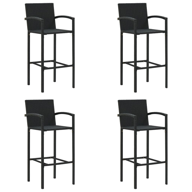 vidaXL 4 db fekete polyrattan bárszék