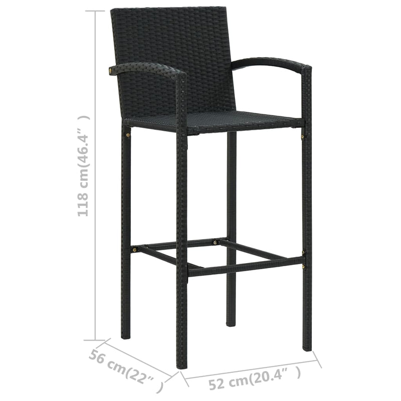 vidaXL 4 db fekete polyrattan bárszék