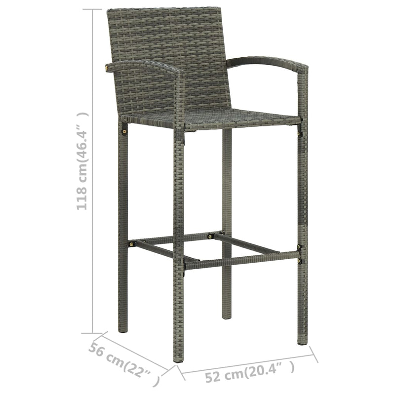 vidaXL 4 db szürke polyrattan bárszék