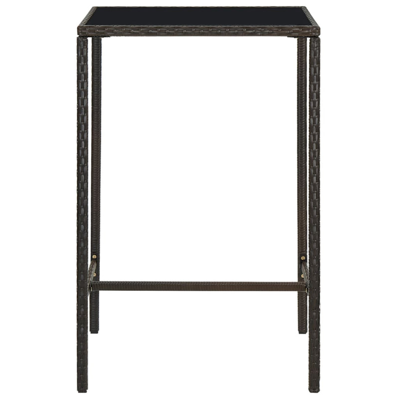 vidaXL barna polyrattan és üveg kerti bárasztal 70 x 70 x 110 cm