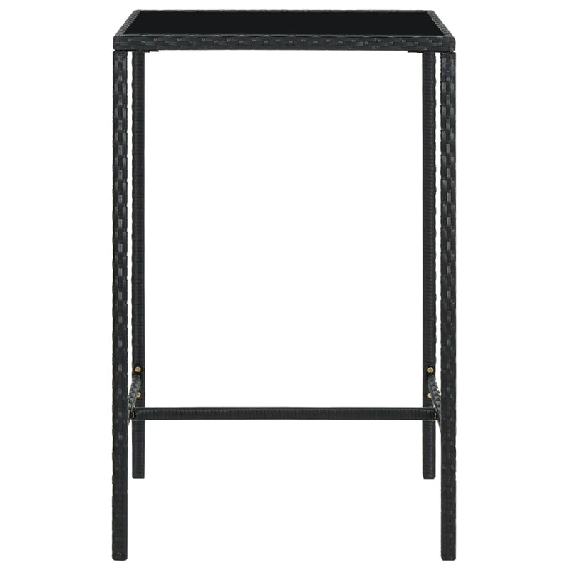 vidaXL fekete polyrattan és üveg kerti bárasztal 70 x 70 x 110 cm