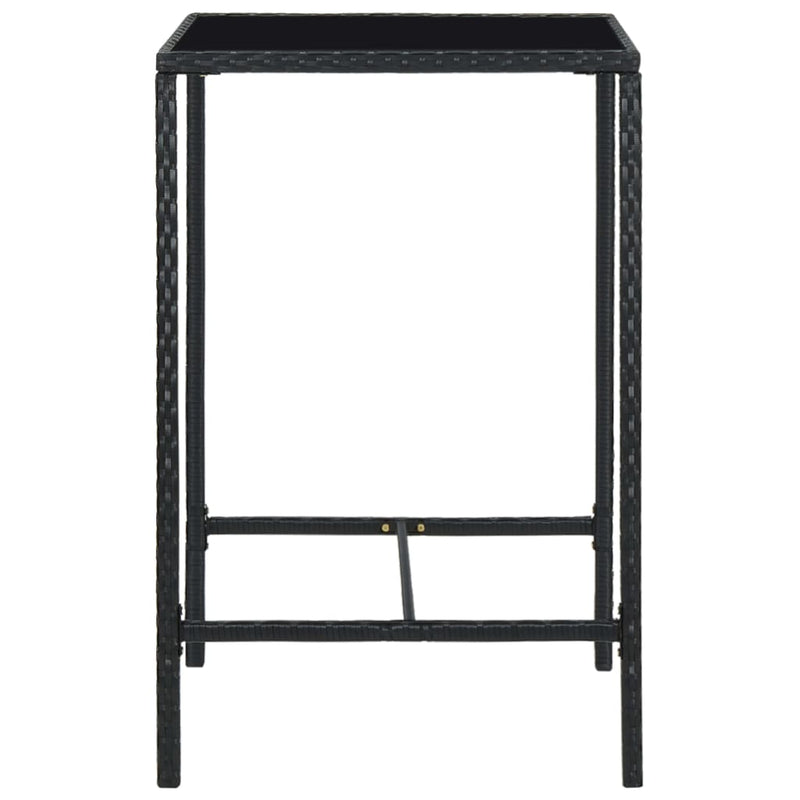 vidaXL fekete polyrattan és üveg kerti bárasztal 70 x 70 x 110 cm