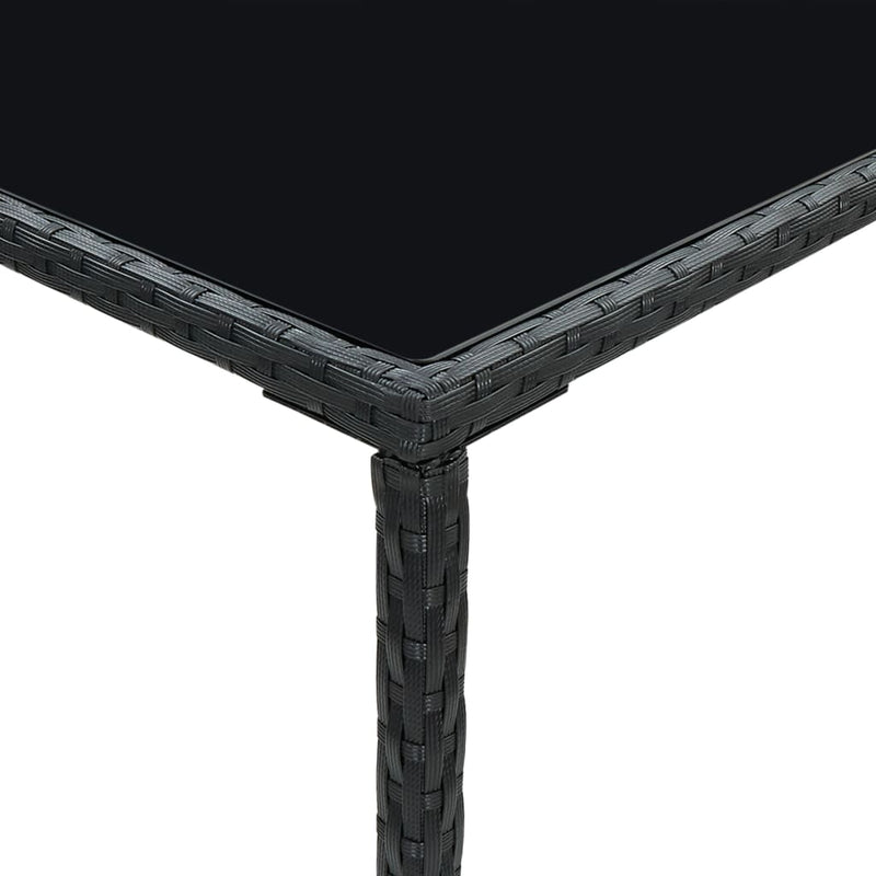 vidaXL fekete polyrattan és üveg kerti bárasztal 70 x 70 x 110 cm