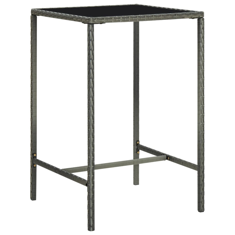 vidaXL szürke polyrattan és üveg kerti bárasztal 70 x 70 x 110 cm
