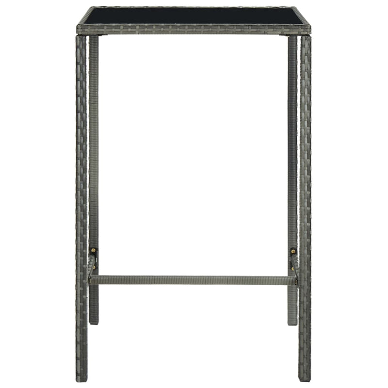 vidaXL szürke polyrattan és üveg kerti bárasztal 70 x 70 x 110 cm