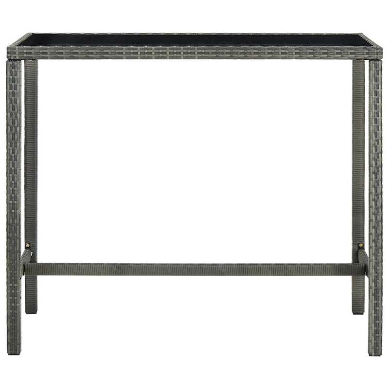 vidaXL szürke polyrattan és üveg kerti bárasztal 130 x 60 x 110 cm