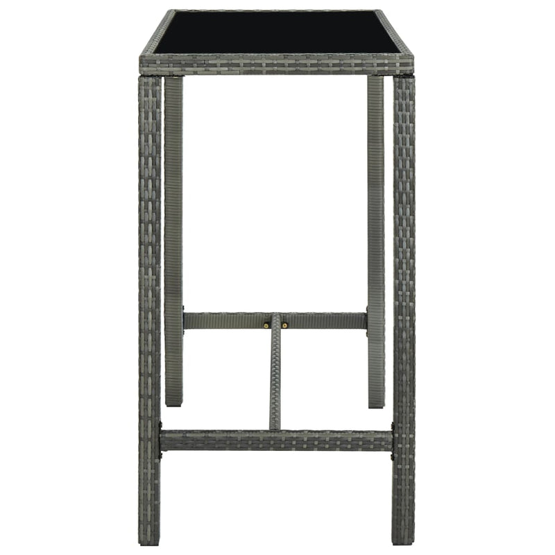 vidaXL szürke polyrattan és üveg kerti bárasztal 130 x 60 x 110 cm
