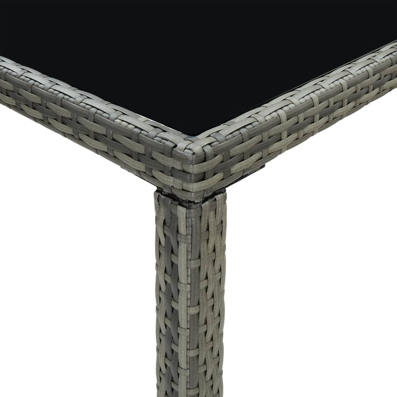 vidaXL szürke polyrattan és üveg kerti bárasztal 130 x 60 x 110 cm