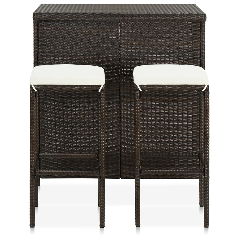vidaXL 3 darabos barna polyrattan bárszett