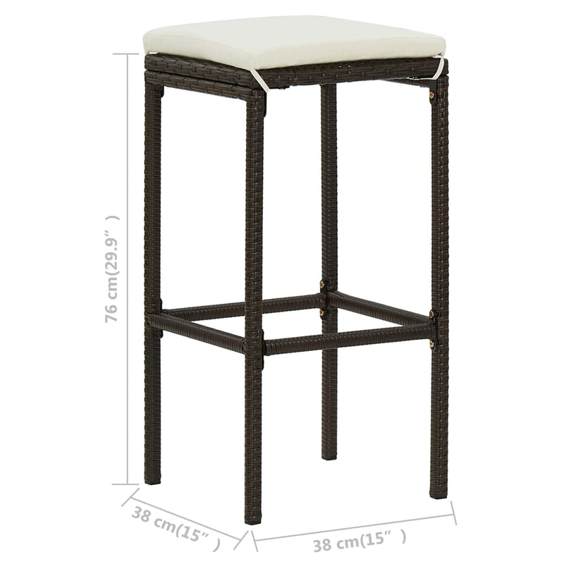 vidaXL 3 darabos barna polyrattan bárszett