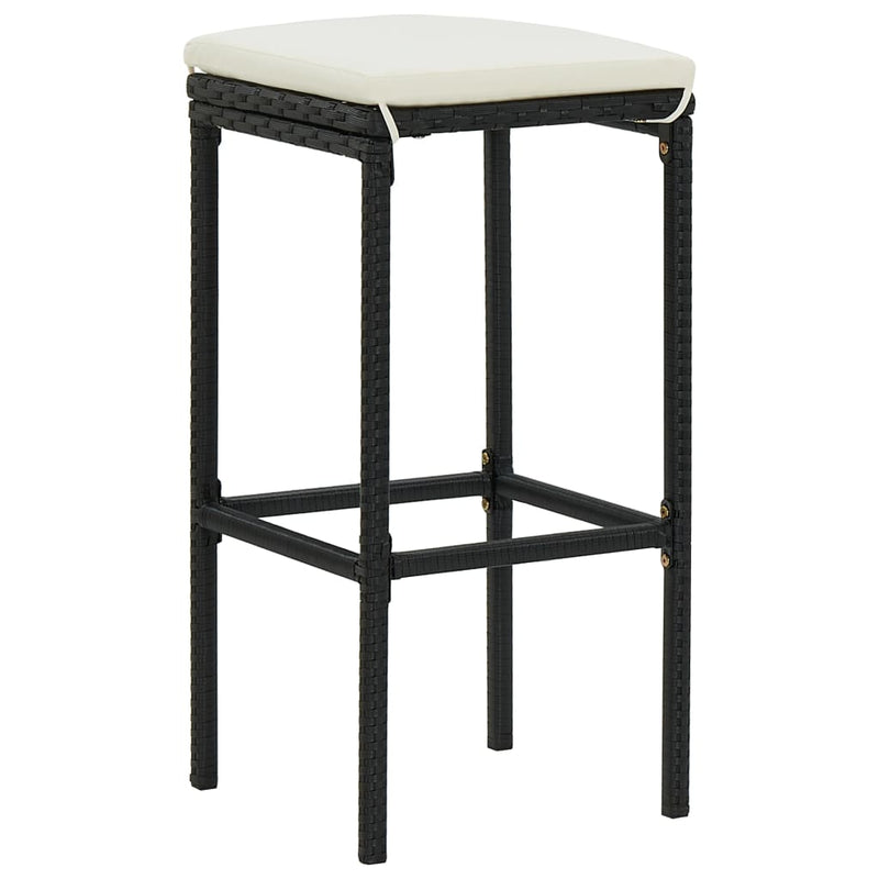 vidaXL 3 részes fekete polyrattan bárszett