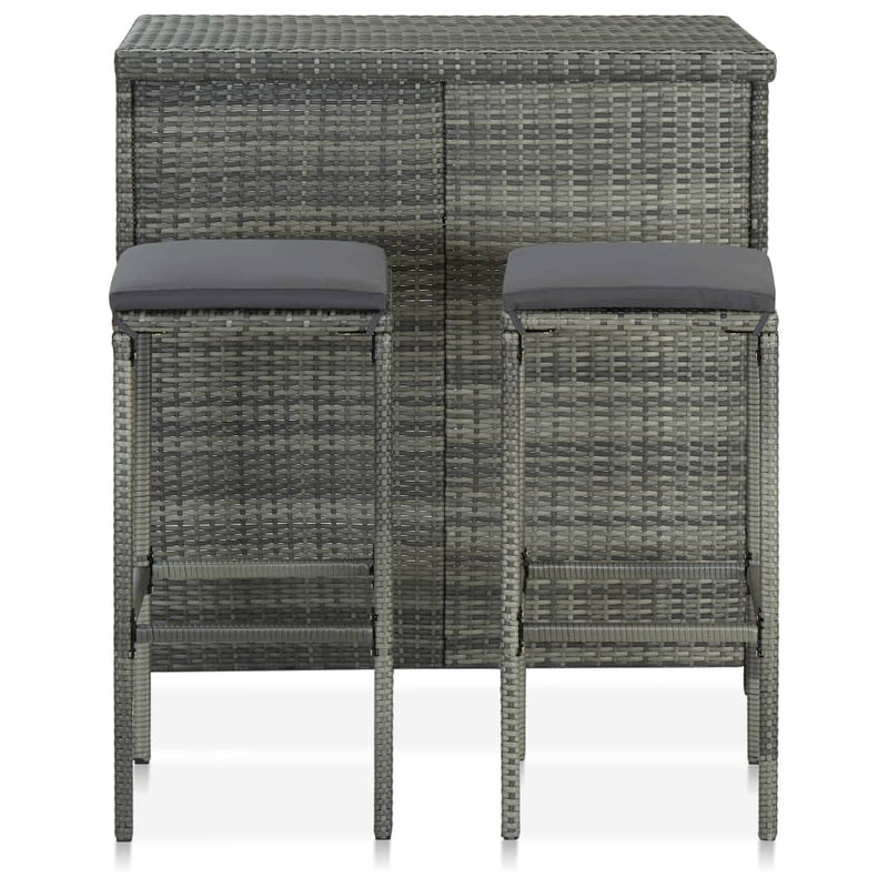 vidaXL 3 részes szürke polyrattan bárszett
