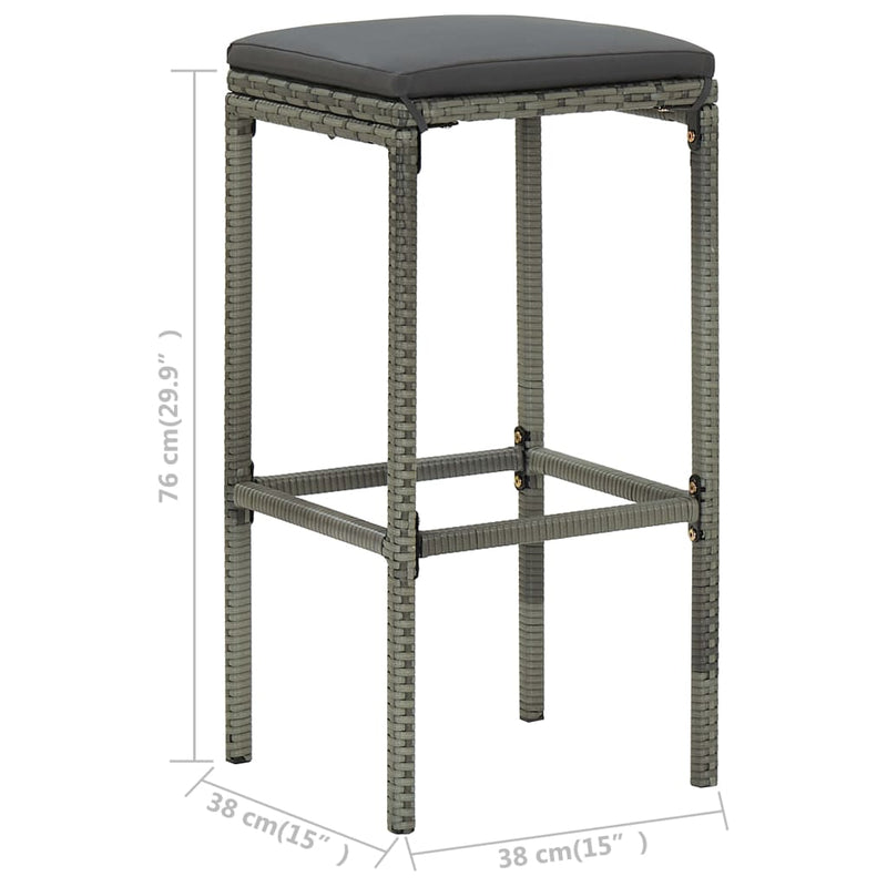 vidaXL 3 részes szürke polyrattan bárszett