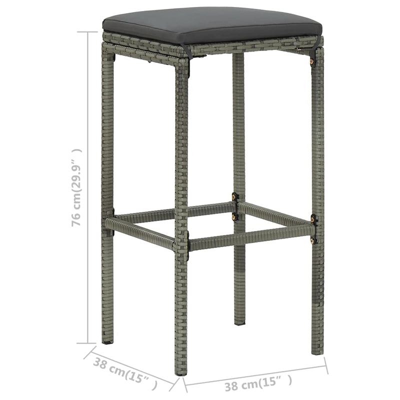 vidaXL 3 részes szürke polyrattan bárszett