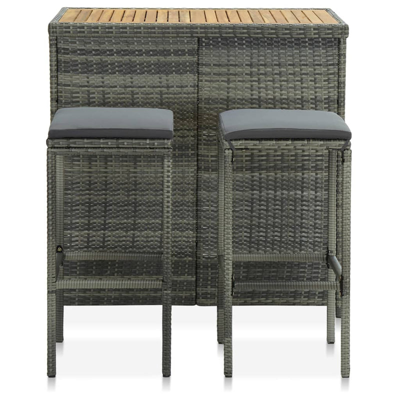 vidaXL 3 részes szürke polyrattan bárszett