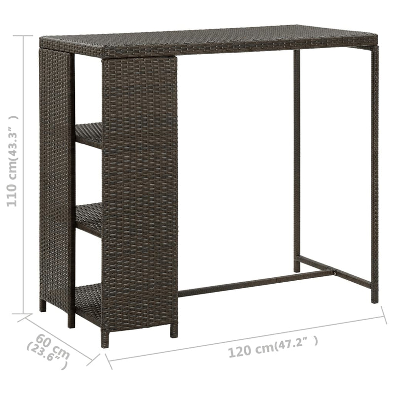 vidaXL barna polyrattan kerti tárolóláda 120 x 60 x 110 cm