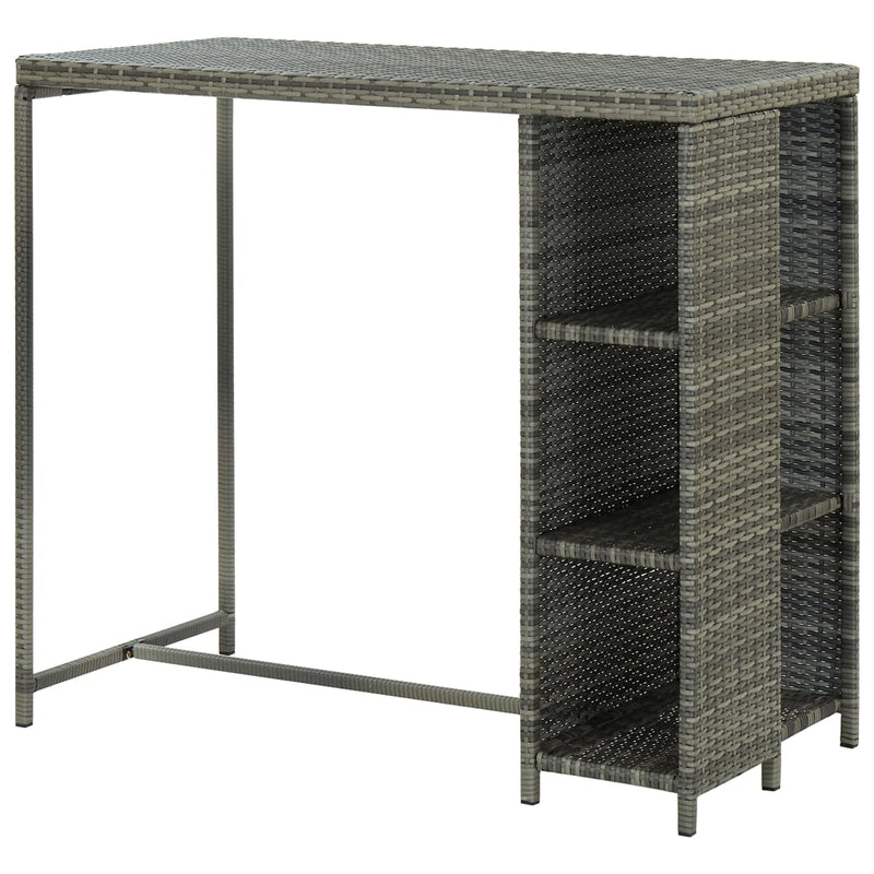 vidaXL szürke polyrattan bárasztal tárolópolccal 120 x 60 x 110 cm
