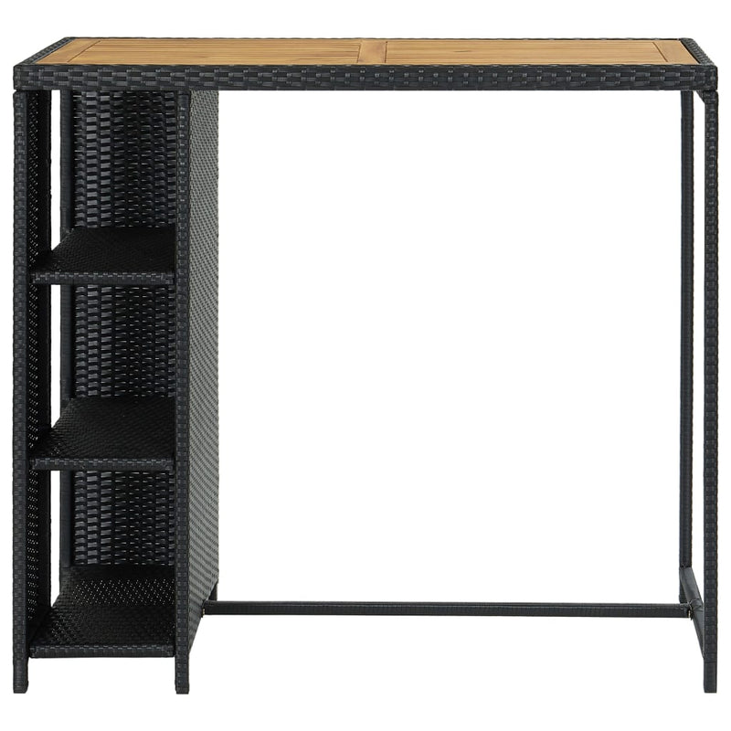 vidaXL fekete polyrattan bárasztal tárolópolccal 120 x 60 x 110 cm