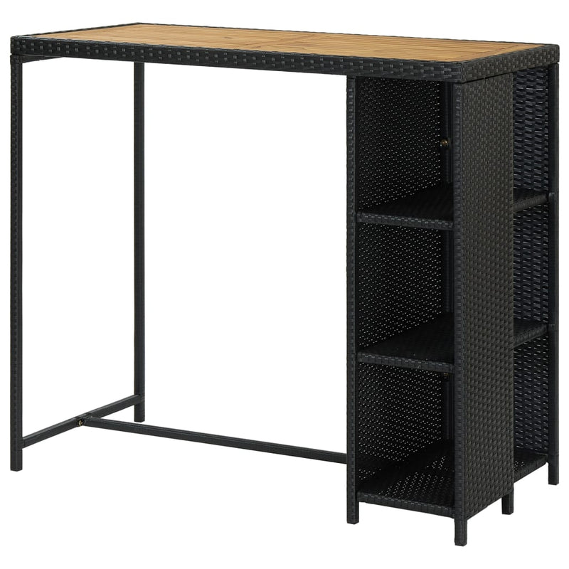 vidaXL fekete polyrattan bárasztal tárolópolccal 120 x 60 x 110 cm