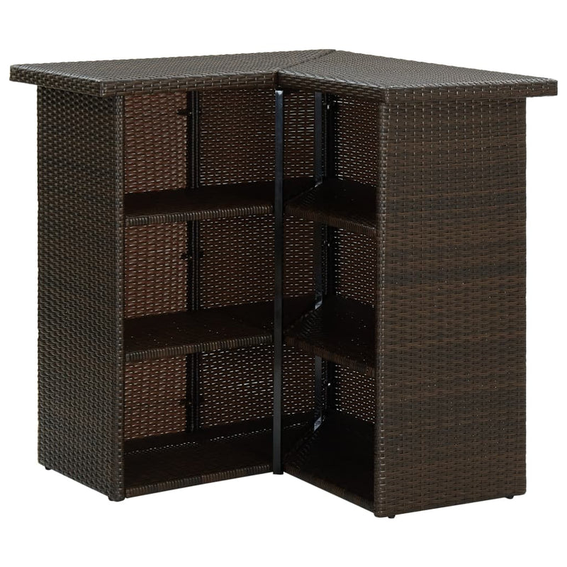 vidaXL barna polyrattan sarok bárasztal 100 x 50 x 105 cm