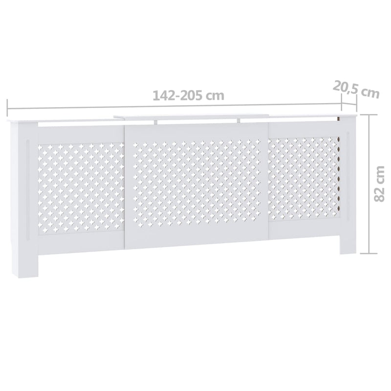 vidaXL fehér MDF radiátorburkolat 205 cm